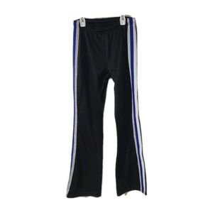 Vintage Varsity Black Track Pants Woth Blue & Silver Stripes, Medium